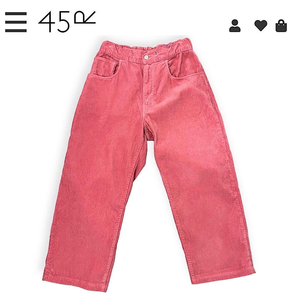 45R Japan Corduroy Wide Tapered Leg Pants Pink Salmon High Waisted Ankle 1 27